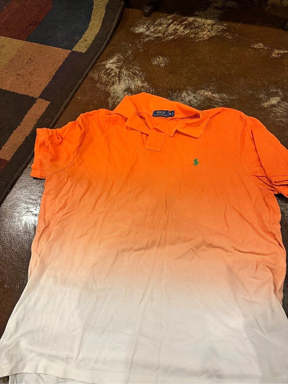 Polo Ralph Lauren Ombre Dip-Dye Cotton Mesh Polo Shirt Color Block Polo Orange &